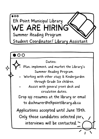 We are hiring a Coordinator for our Summer Reading Program!